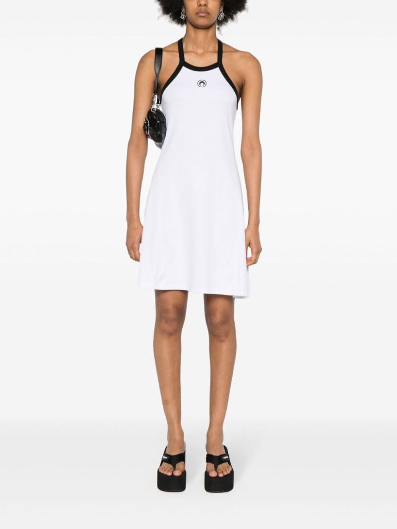 White Crescent Moon Embroidered Mini Dress
