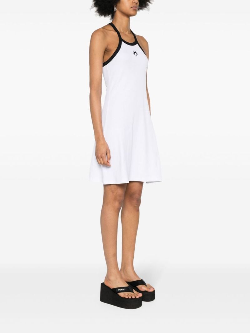 White Crescent Moon Embroidered Mini Dress