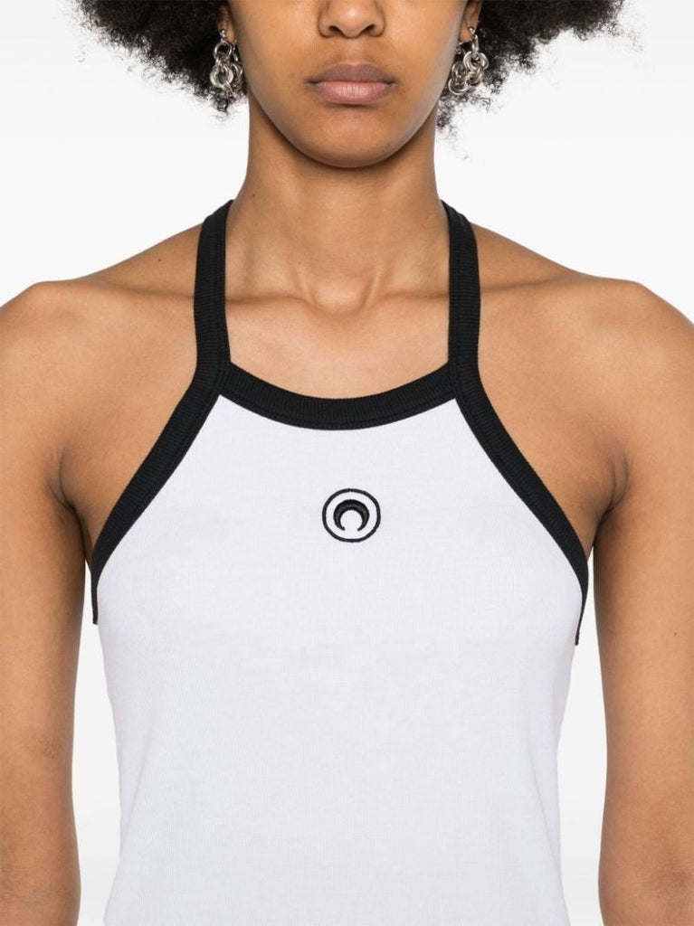 White Crescent Moon Embroidered Mini Dress