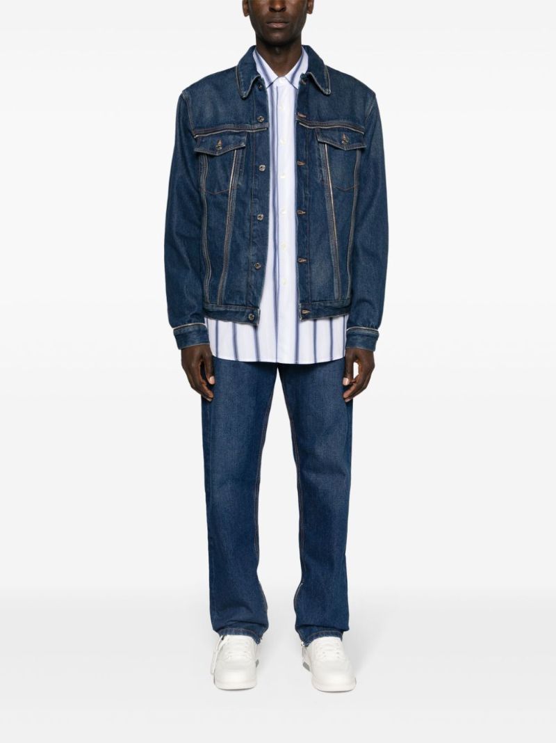 Blue Zipped-cuffs Straight-leg Jeans