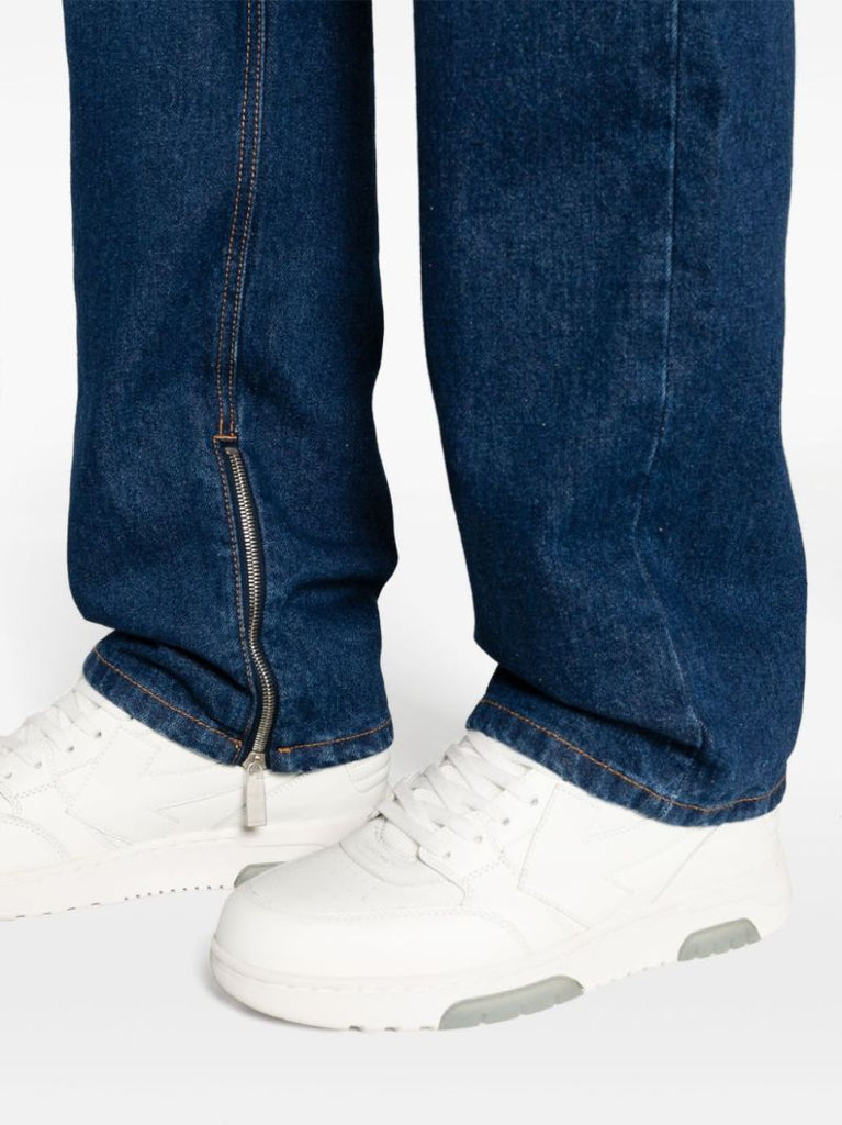 Blue Zipped-cuffs Straight-leg Jeans