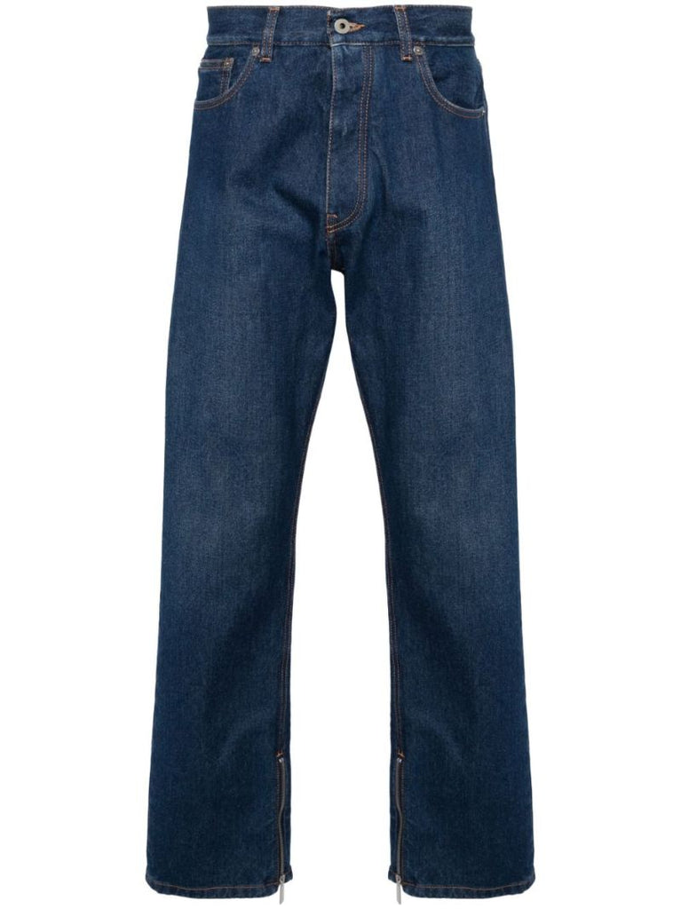 Blue Zipped-cuffs Straight-leg Jeans