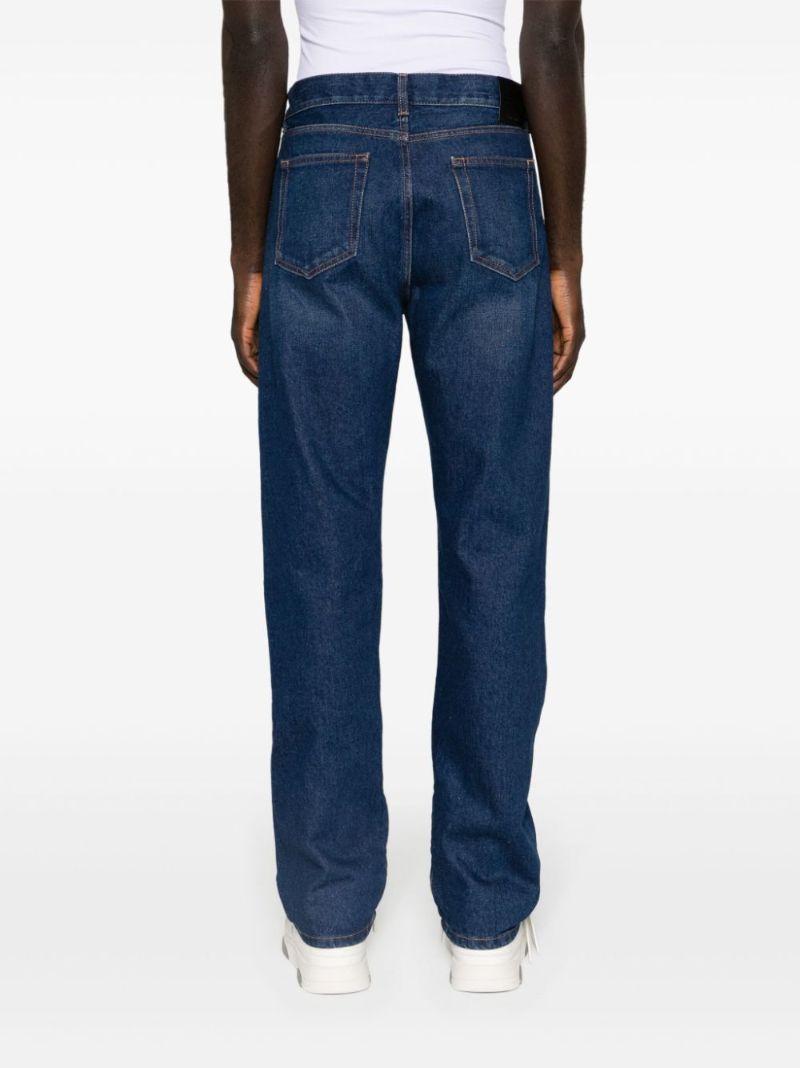 Blue Zipped-cuffs Straight-leg Jeans