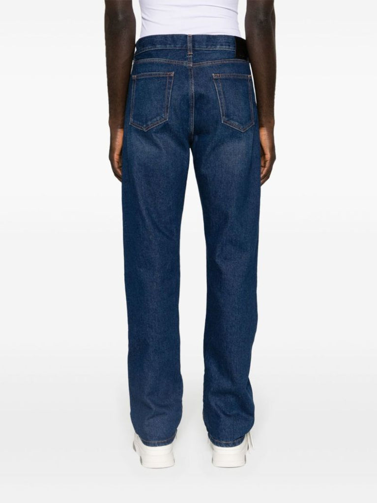 Blue Zipped-cuffs Straight-leg Jeans