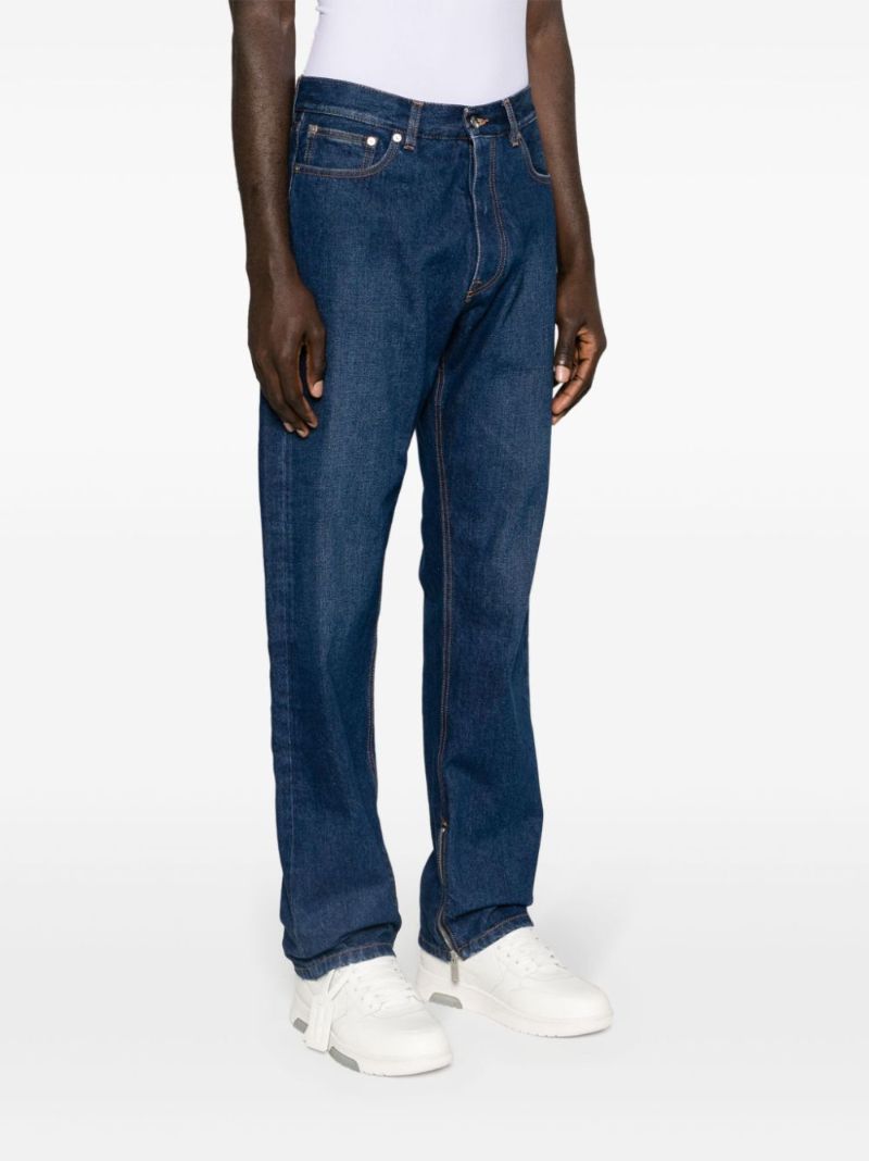 Blue Zipped-cuffs Straight-leg Jeans
