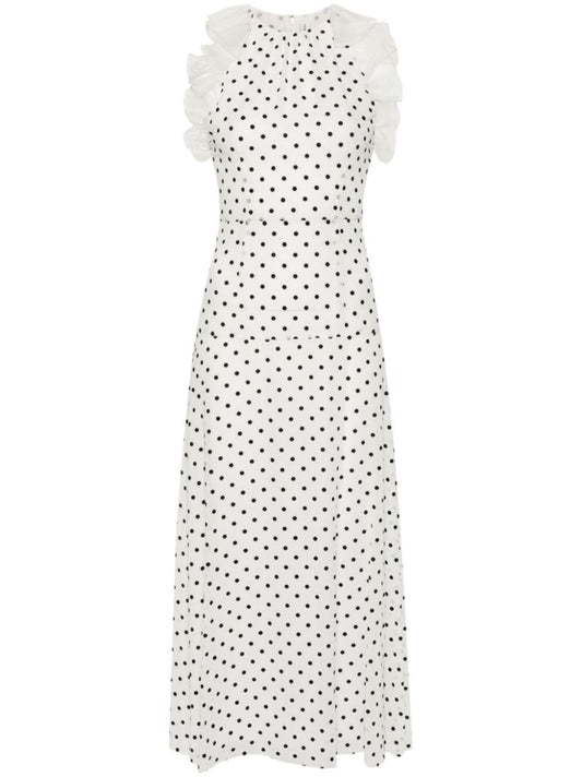 White Polka Dot Silk Dress