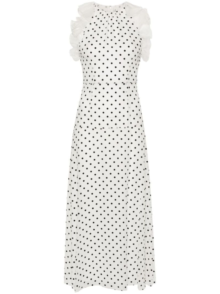 White Polka Dot Silk Dress