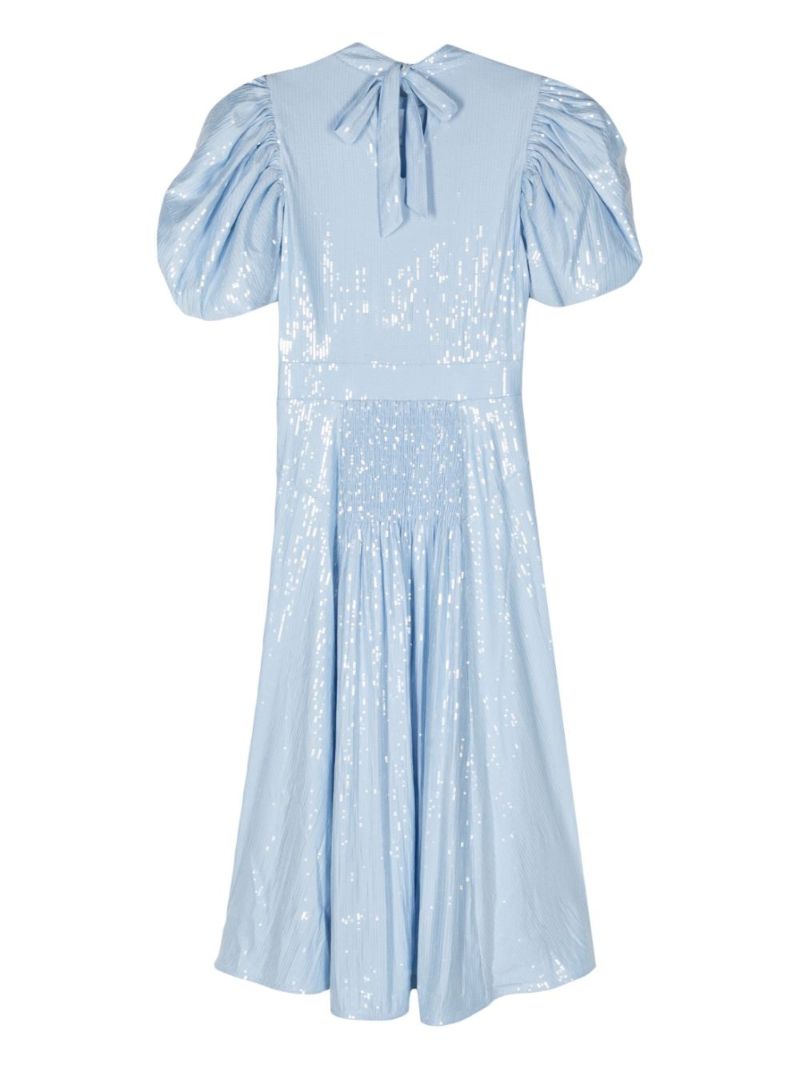 Blue Sequinned Midi Dress