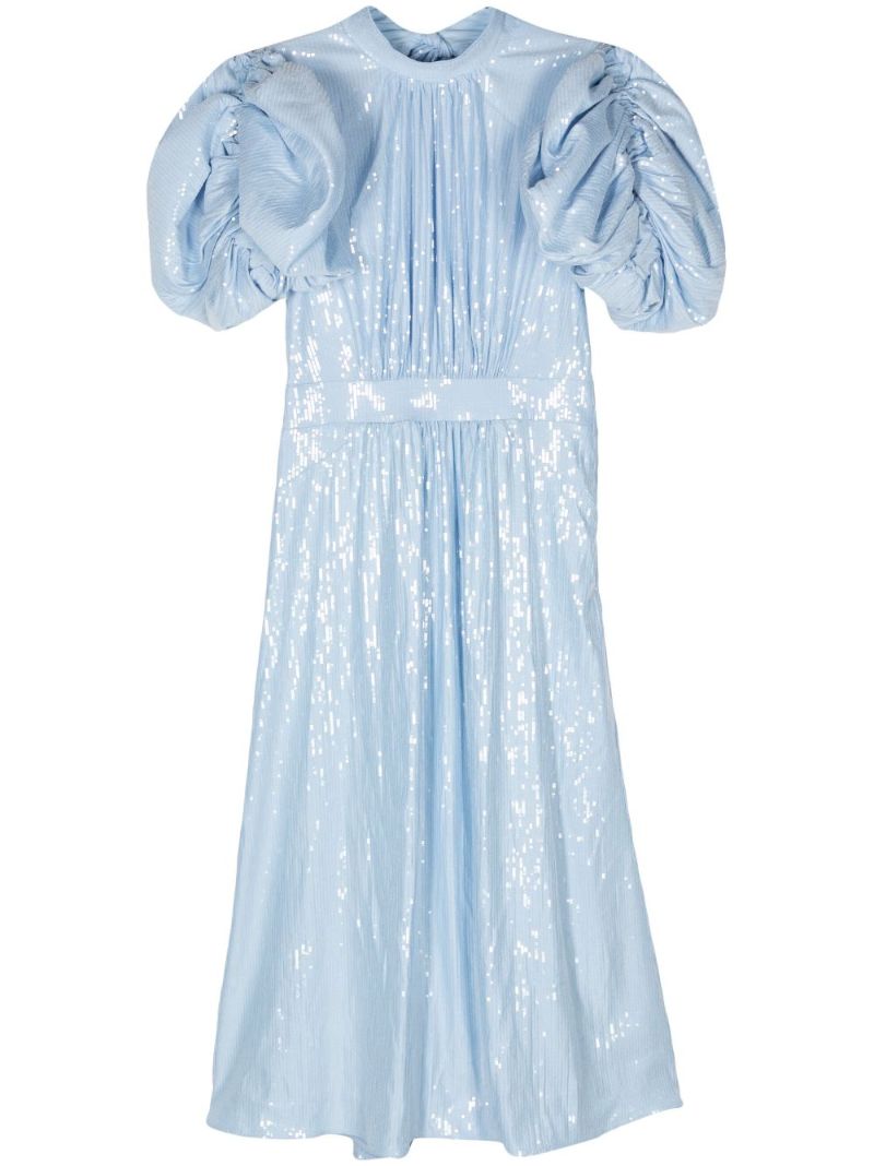 Blue Sequinned Midi Dress