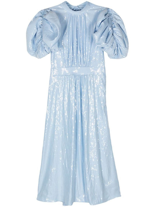 Blue Sequinned Midi Dress