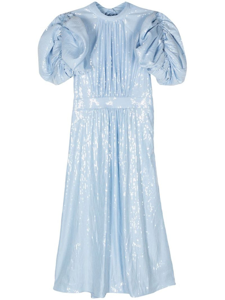 Blue Sequinned Midi Dress