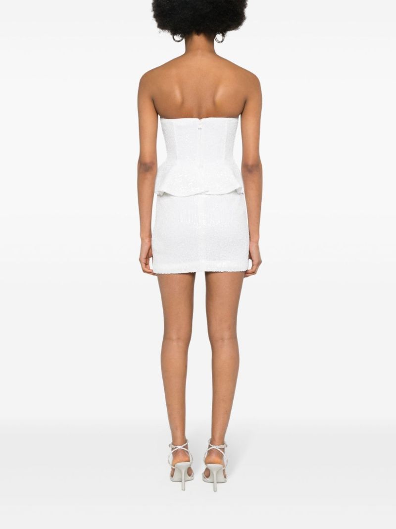 White Sequinned Peplum Mini Dress