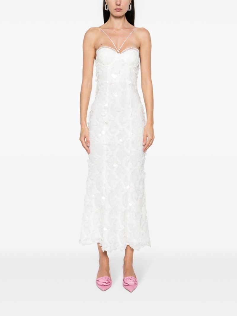 White Sequinned Midi Dress