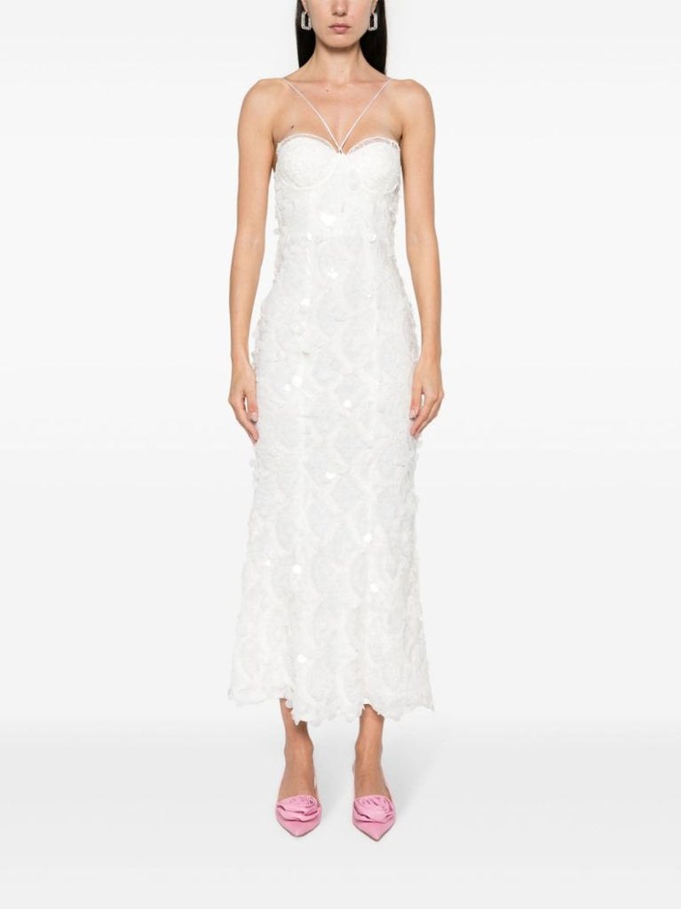 White Sequinned Midi Dress