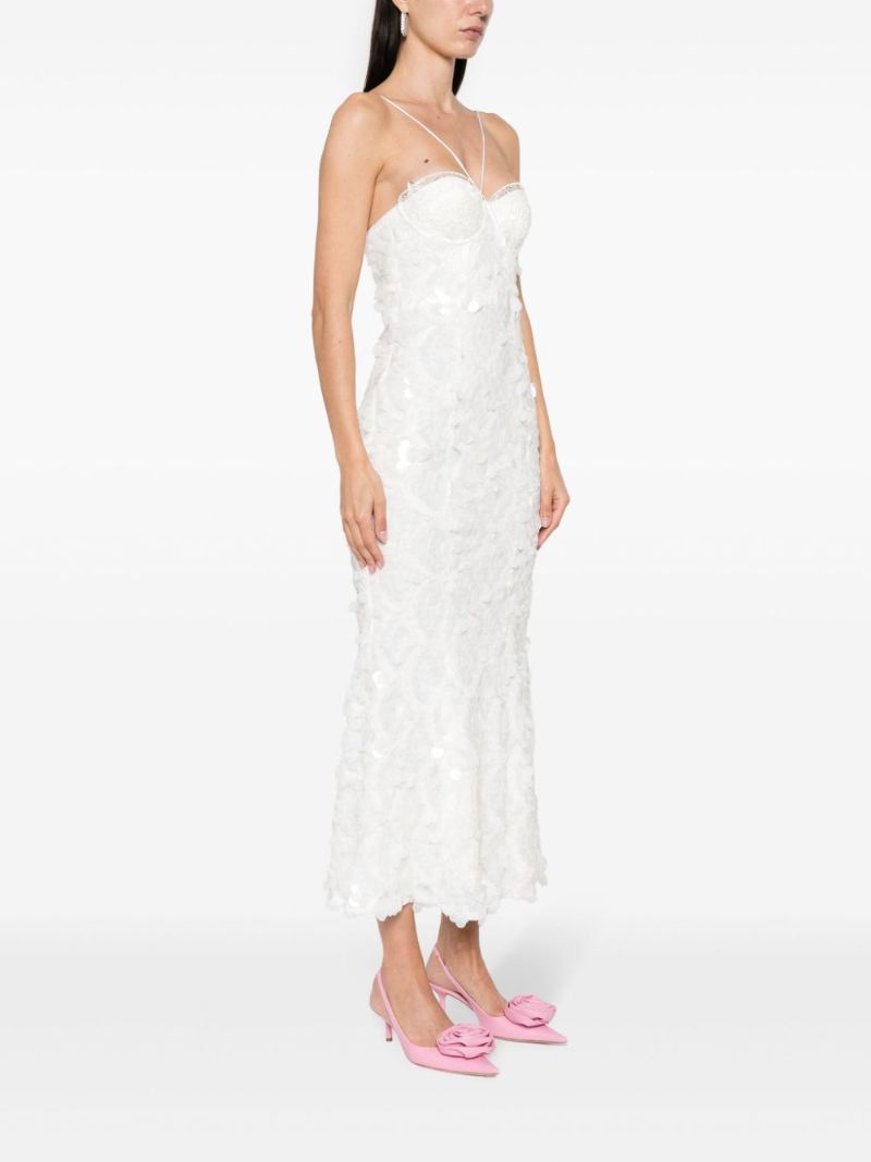White Sequinned Midi Dress