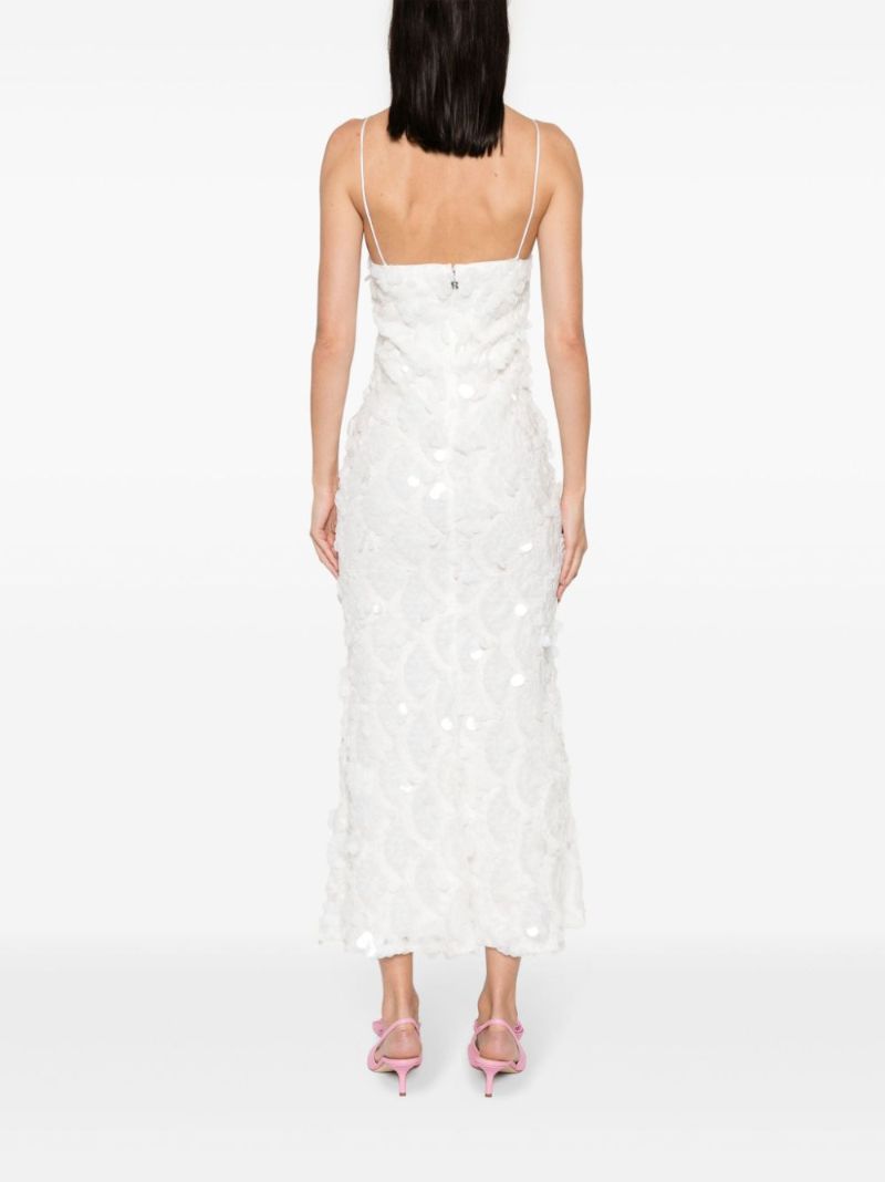 White Sequinned Midi Dress