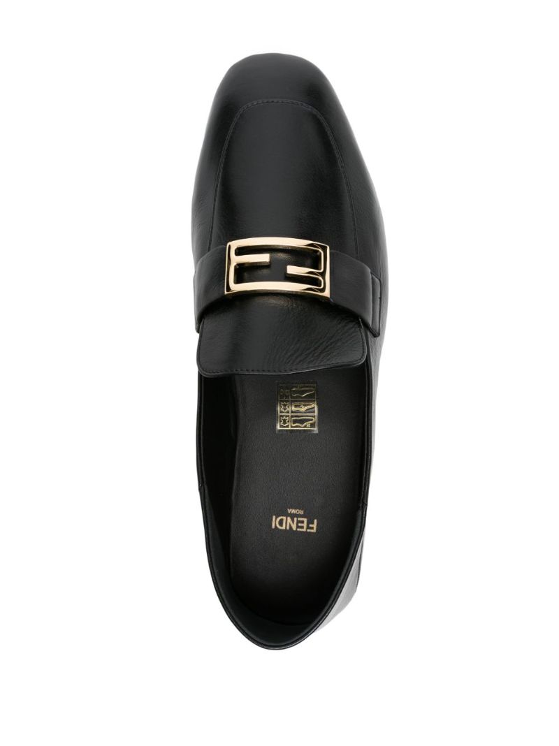 Black Baguette Leather Loafers