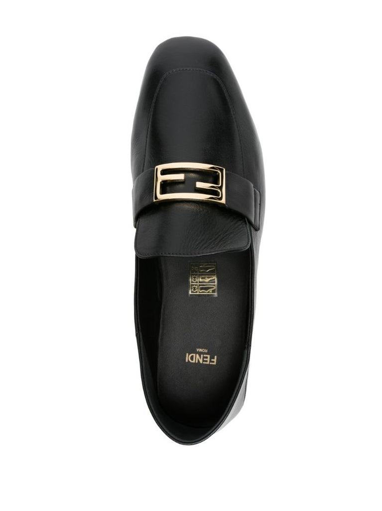 Black Baguette Leather Loafers