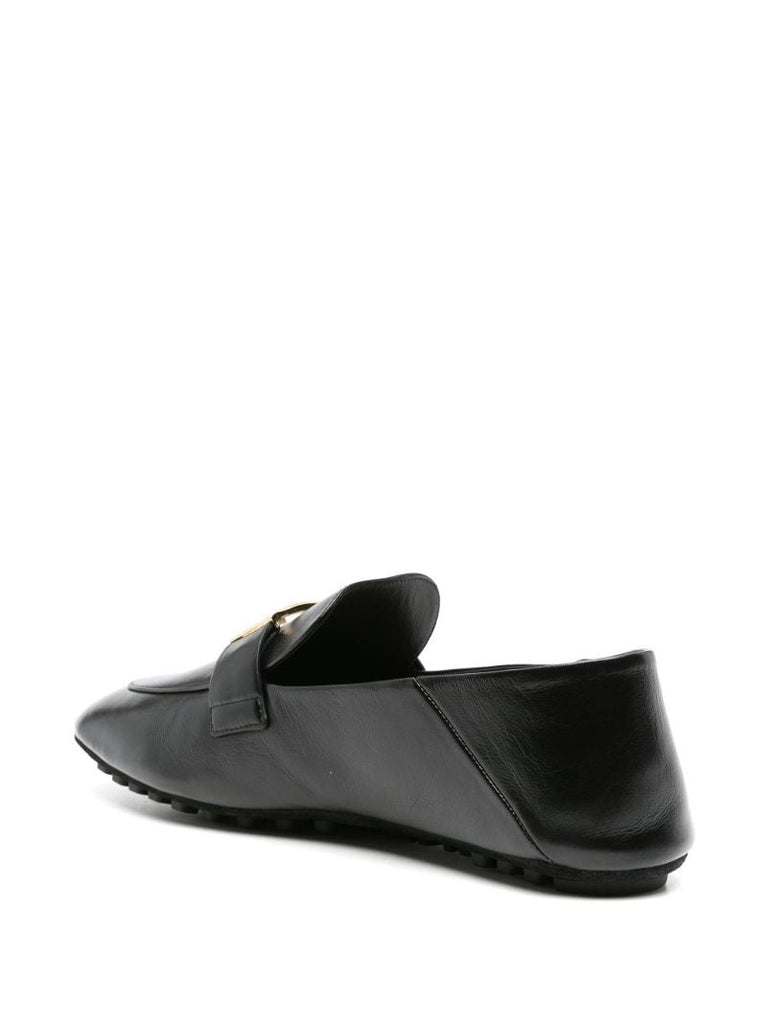Black Baguette Leather Loafers