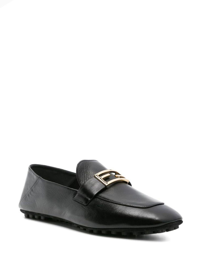 Black Baguette Leather Loafers