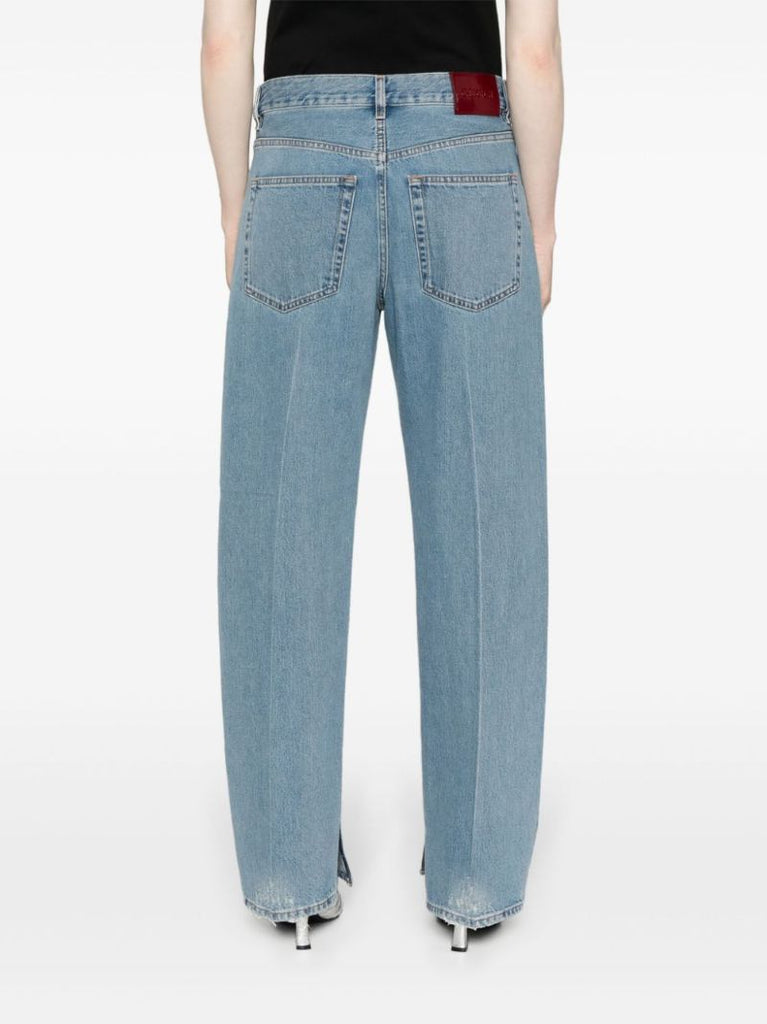 Blue Pressed Crease Straight-leg Jeans