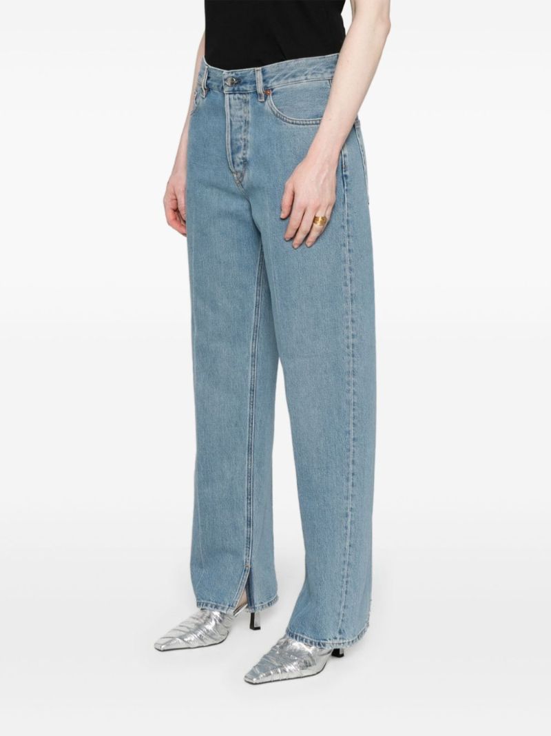Blue Pressed Crease Straight-leg Jeans