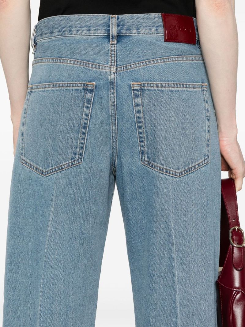 Blue Pressed Crease Straight-leg Jeans
