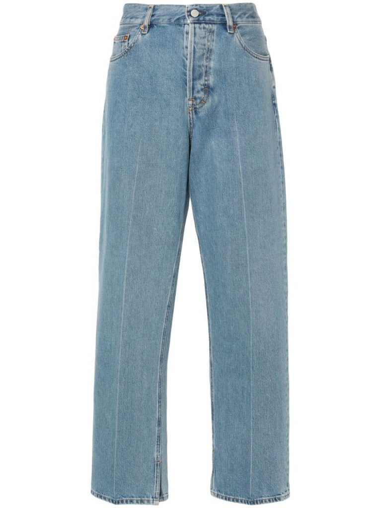 Blue Pressed Crease Straight-leg Jeans