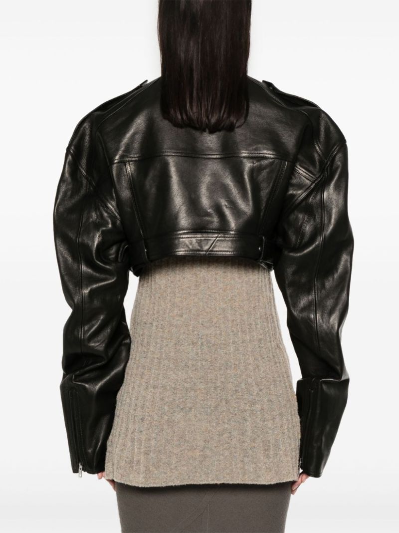 Black Micro Biker Cropped Jacket