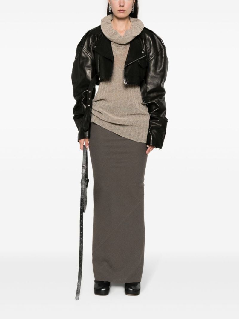 Black Micro Biker Cropped Jacket