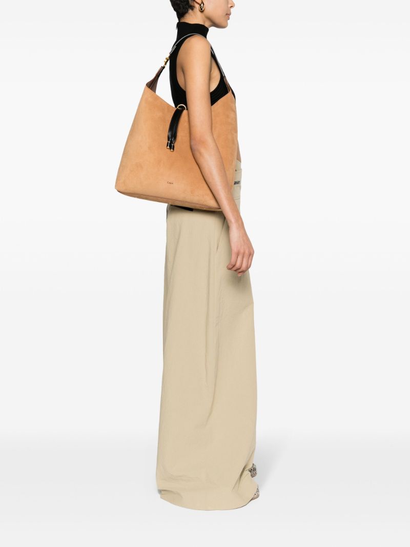 Neutral Marcie Suede Shoulder Bag