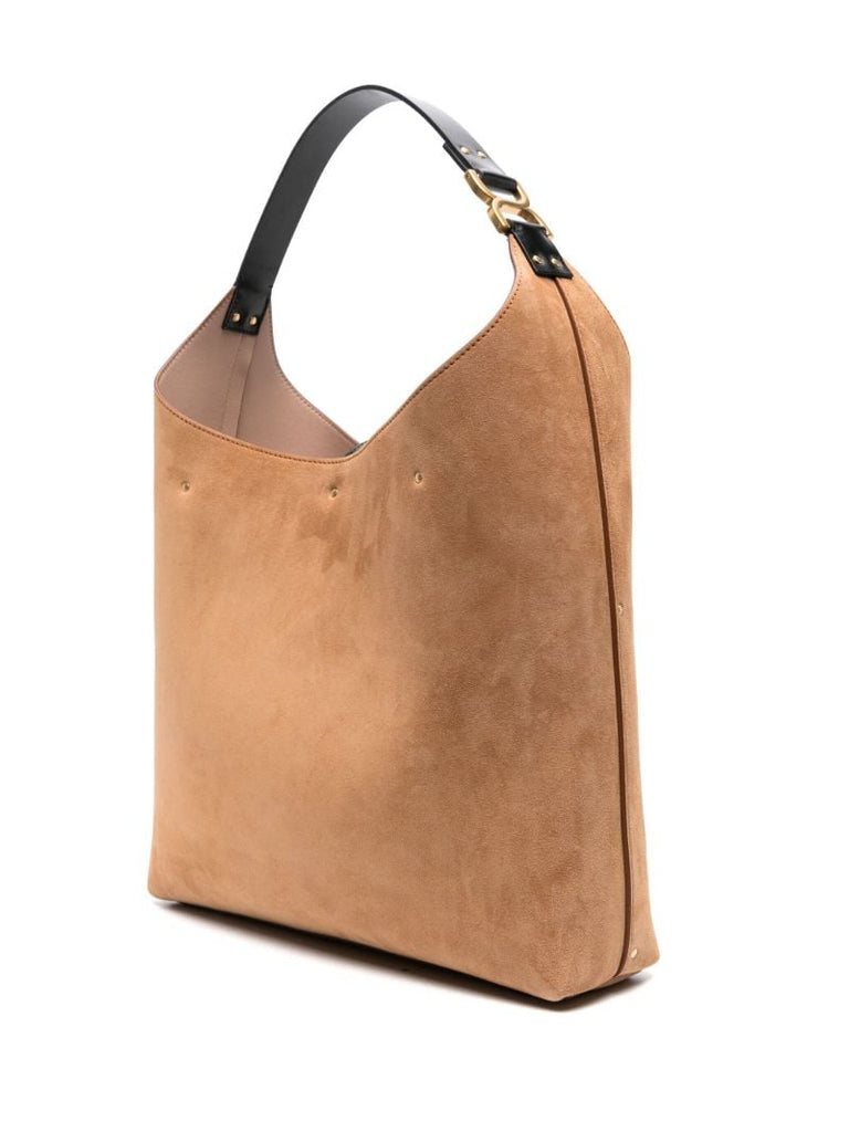 Neutral Marcie Suede Shoulder Bag