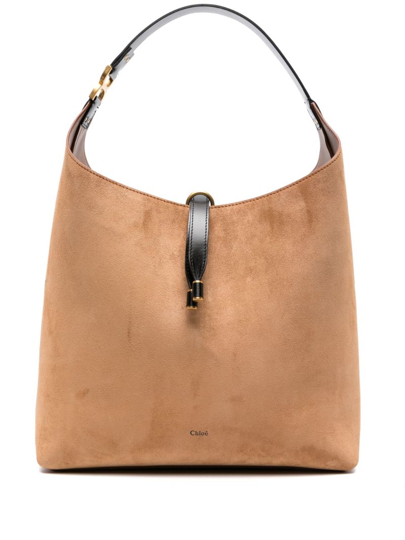 Neutral Marcie Suede Shoulder Bag