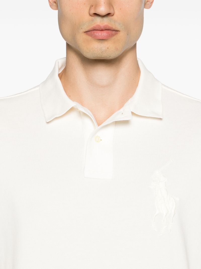White Logo Embroidery Cotton PiquÃ_x0083_Â© Polo Shirt
