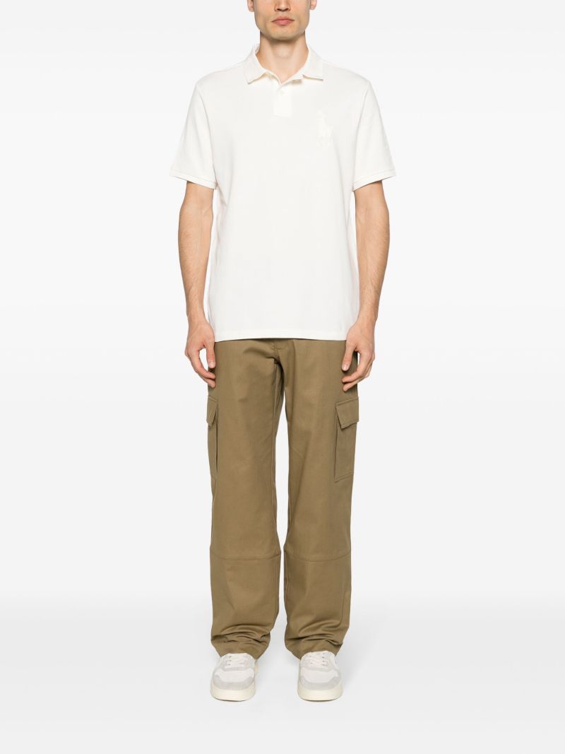 White Logo Embroidery Cotton PiquÃ_x0083_Â© Polo Shirt