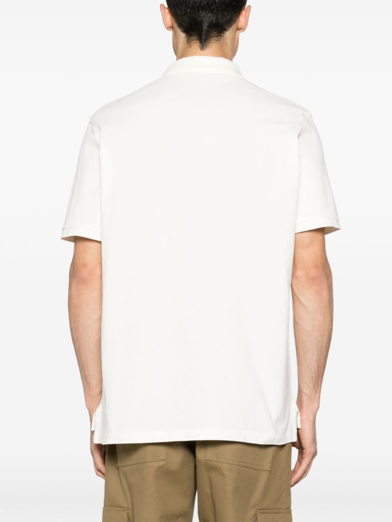 White Logo Embroidery Cotton PiquÃ_x0083_Â© Polo Shirt