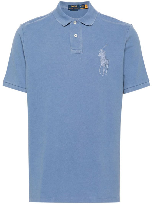 Blue Logo Embroidery Polo Shirt