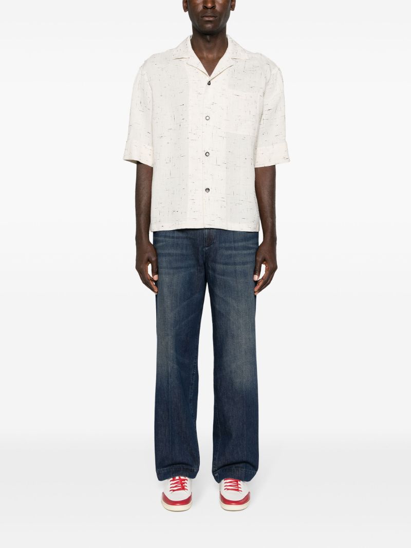 Blue Whiskering-effect Straight-leg Jeans