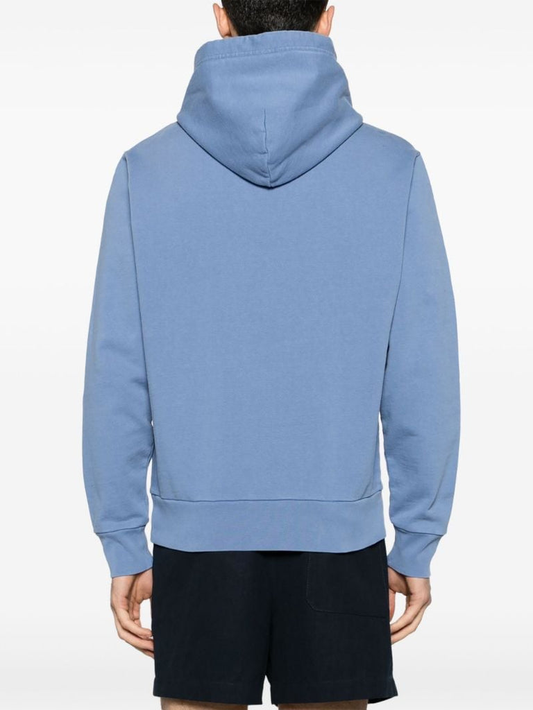 Blue Polo Pony Embroidery Drawstring Hoodie