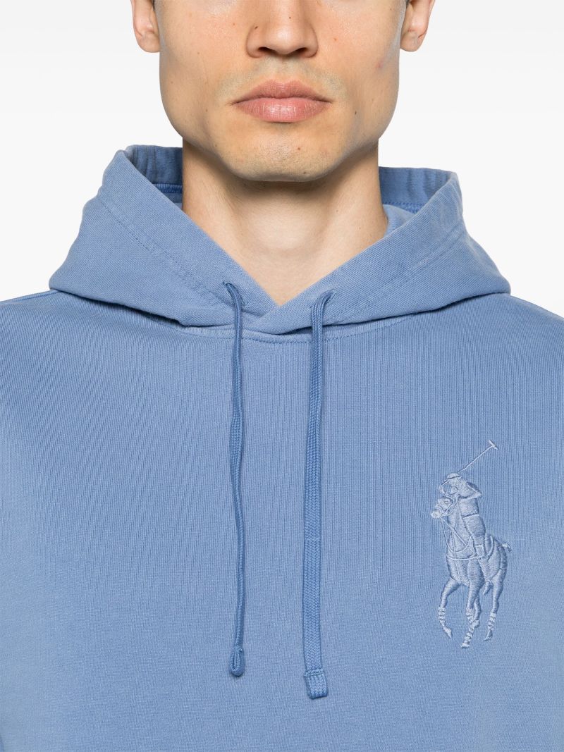 Blue Polo Pony Embroidery Drawstring Hoodie