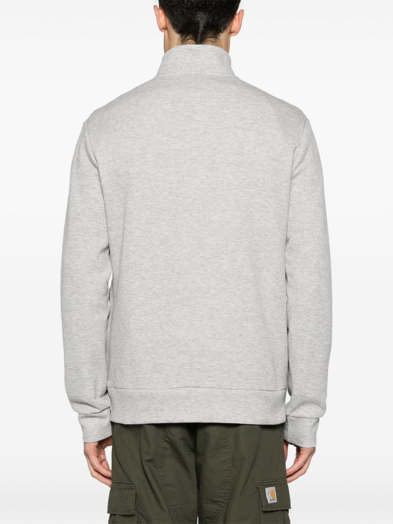 Grey Logo Embroidered High Neck Sweatshirt