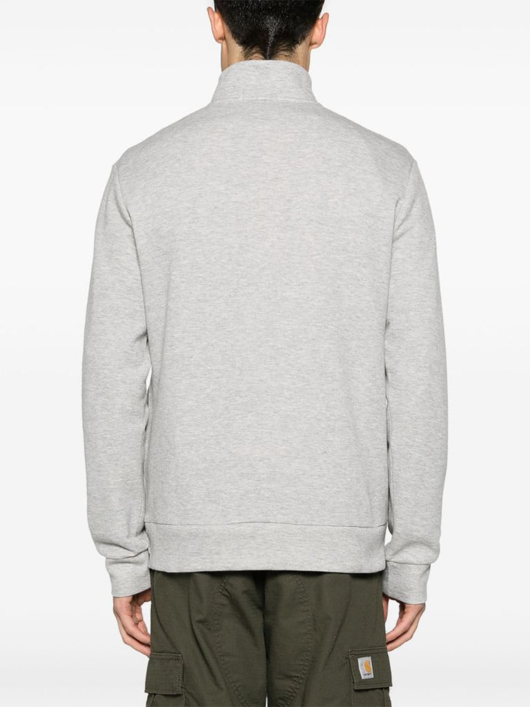 Grey Logo Embroidered High Neck Sweatshirt