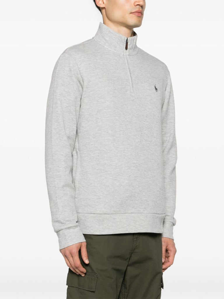 Grey Logo Embroidered High Neck Sweatshirt