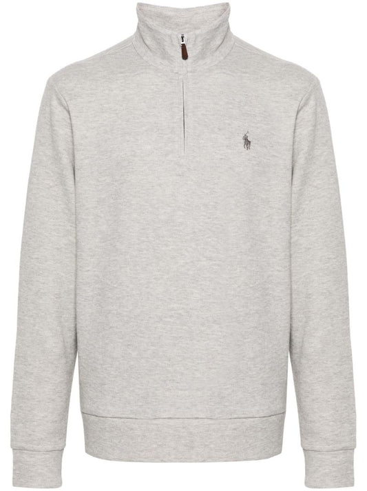 Grey Logo Embroidered High Neck Sweatshirt
