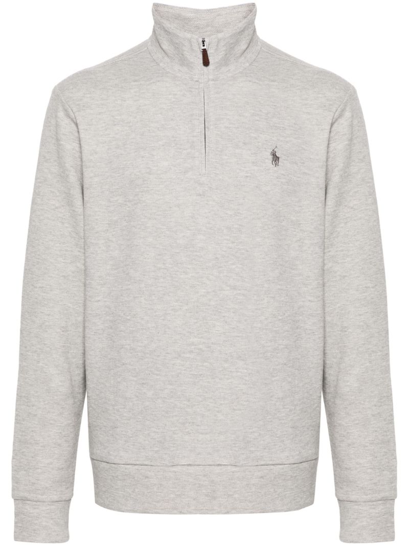 Grey Logo Embroidered High Neck Sweatshirt