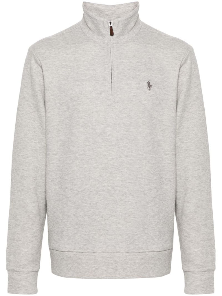 Grey Logo Embroidered High Neck Sweatshirt