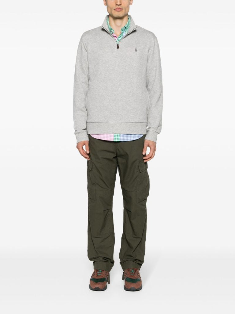 Grey Logo Embroidered High Neck Sweatshirt