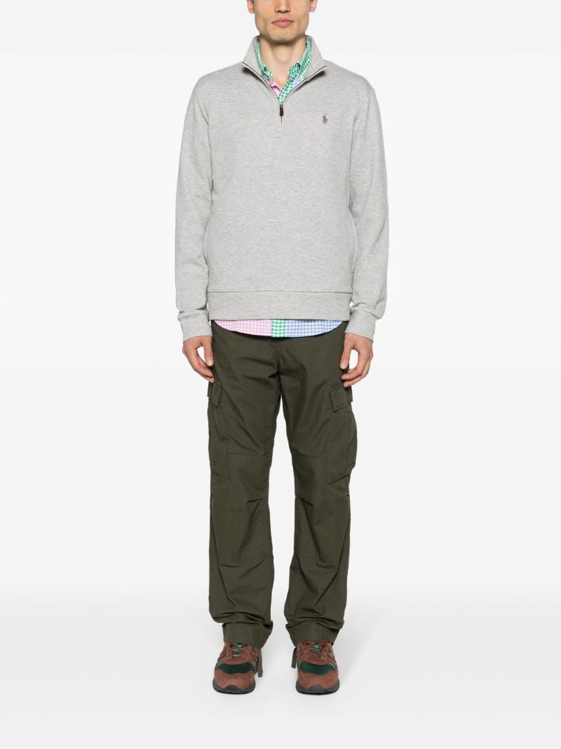 Grey Logo Embroidered High Neck Sweatshirt