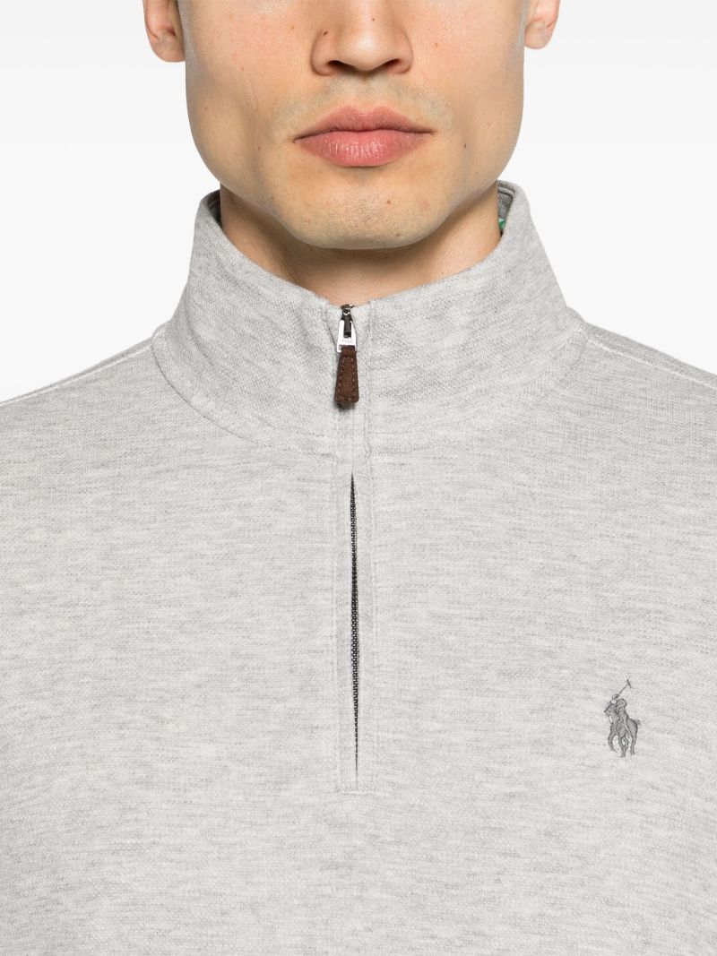Grey Logo Embroidered High Neck Sweatshirt