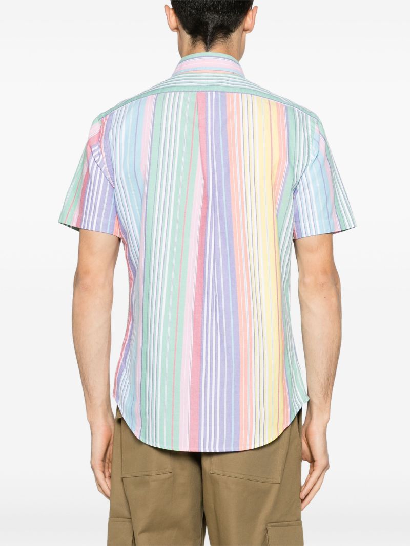 Multicolour Striped Short-sleeved Cotton Shirt